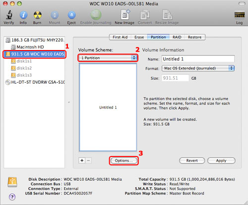 Create Partition on Mac OS 10.5