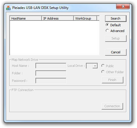 LAN disk setup utility